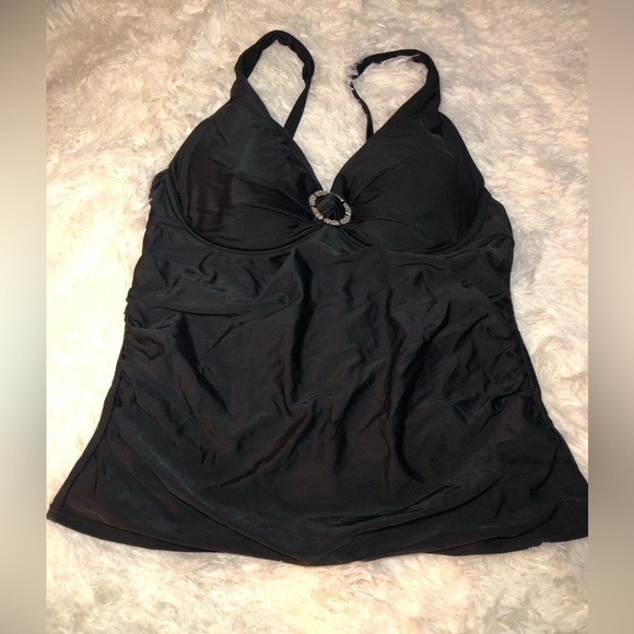 VENUS Black Bikini Sleek Swimwear Essential Tankini Top size 10 NWOT - Picture 1 of 8